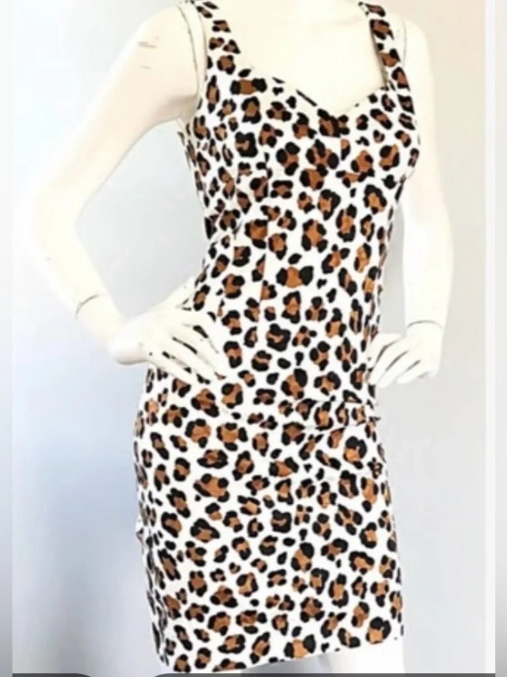 Michael Kors Collection Cotton Blend Sleeveless Leopard Sheath Dress From Italy
